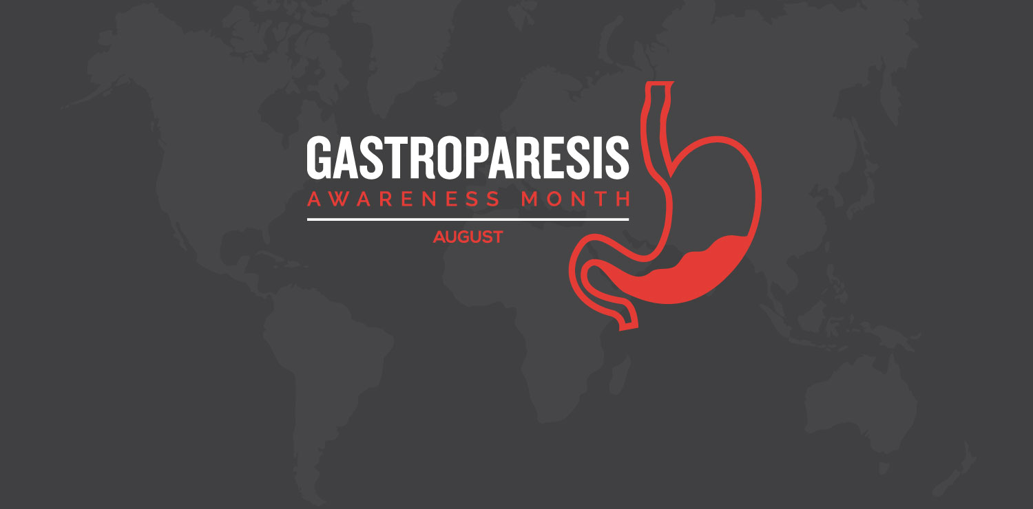 Gastroparesis awareness month august. Health messages about gastroparesis, treatment.